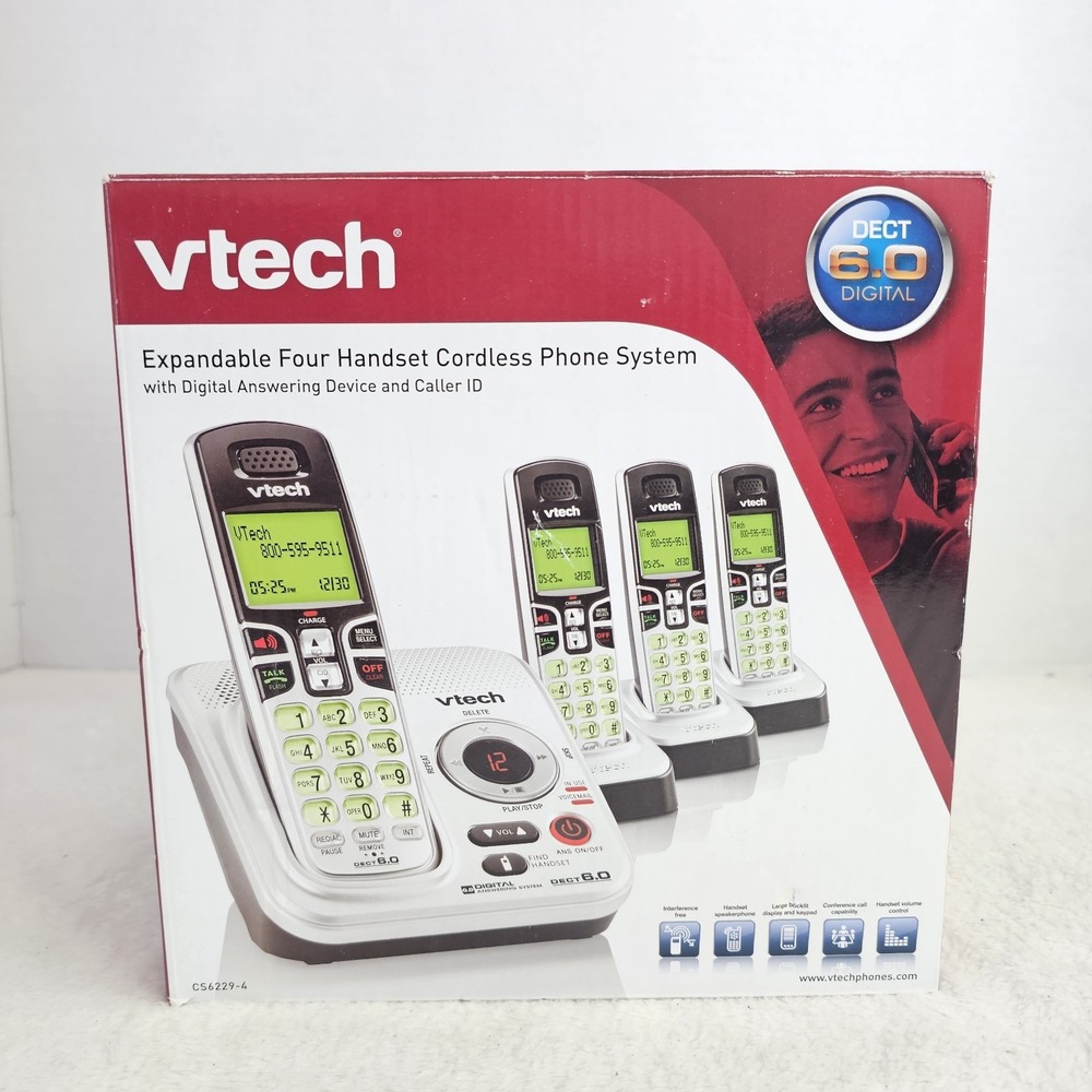 VTech CS6229-4 Cordless Phone System 4 Handsets DECT 6.0 Digital Used